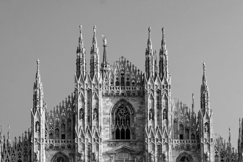 Majestic facade of Milan Cathedral showcasing Gothic architecture